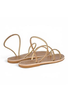 Sandalo Le Salentine in microstrass colore oro. LE SALENTINE | 1129-ORO